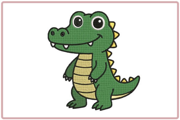 Adorable Cute Crocodile Embroidery Design