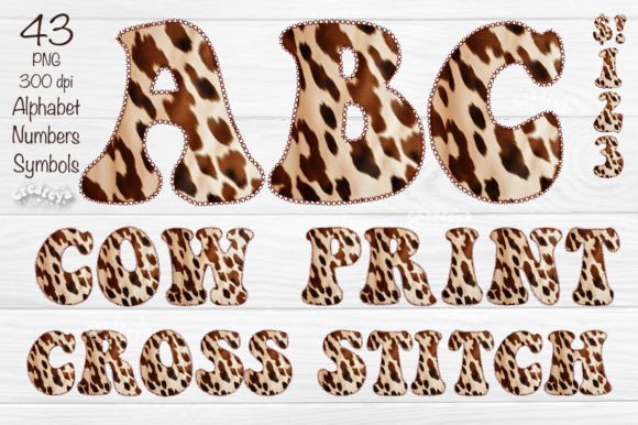Cow Alphabet PNG for Seasonal Embroidery