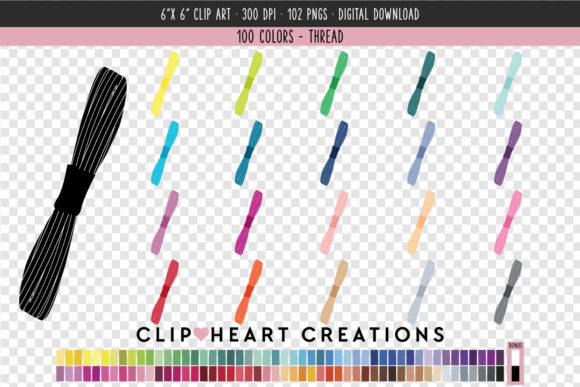 Embroidery Thread Clip Art - 100 Colors