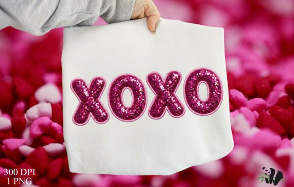 Faux Embroidery Pink XOXO PNG for Valentine's