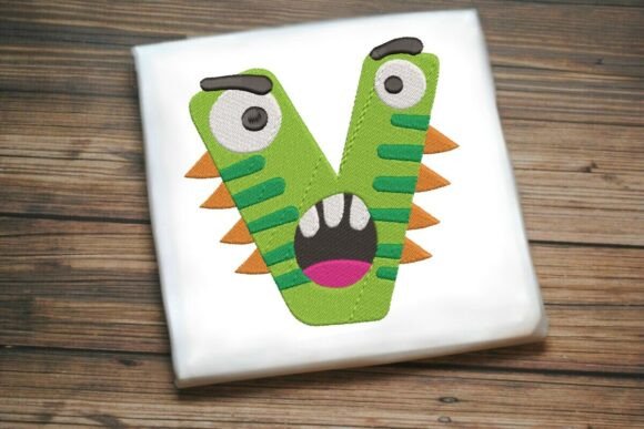 Fun Monster Alphabet Letter V: A Playful Embroidery Design