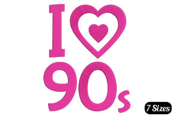 Retro I Love 90s Embroidery Design for Business
