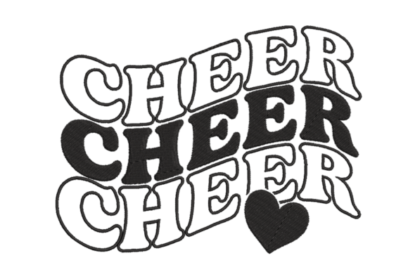 Retro Stacked Cheer with Heart: A Festive Embroidery Design