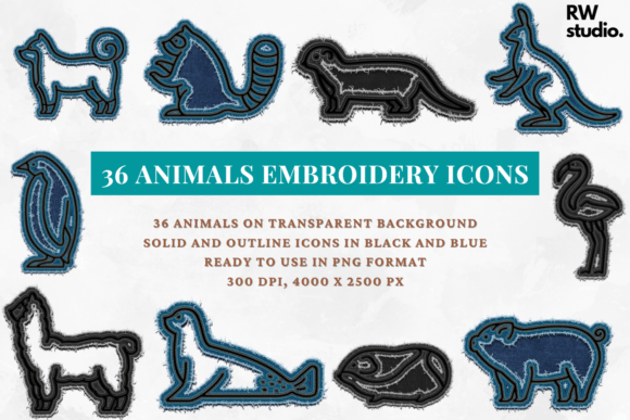 Review: 36 Animals Embroidery Icons Clipart