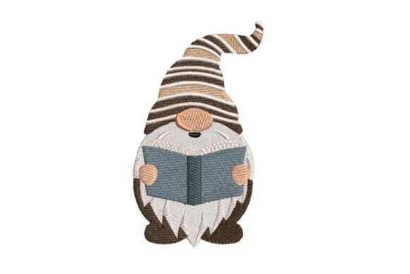 Scholarly Boho Gnome: A Whimsical Embroidery Design